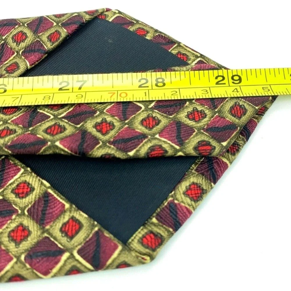 JERRY J GARCIA Tie Burgundy Purple Khaki Brown Red Black Silk Hand Made Necktie